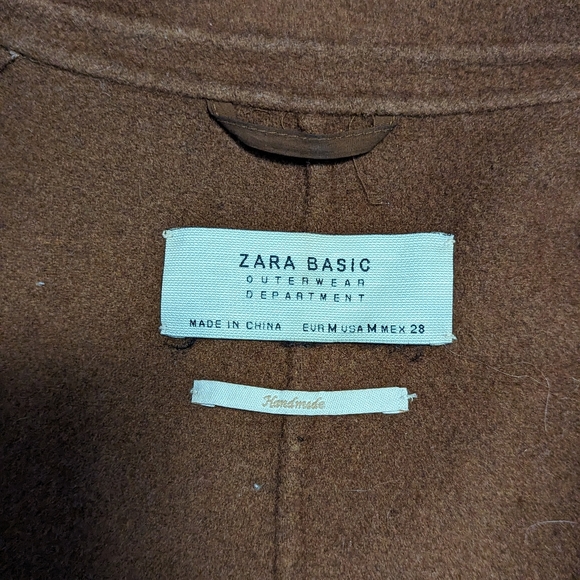 Tan wool-like overcoat. Zara Basics - Picture 3 of 3